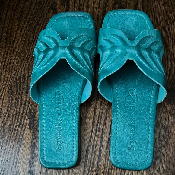 Seychelles Shoes - Seychelles Blue Sandals with Knotted Design Madhu Blue Leather 8.5 NIB